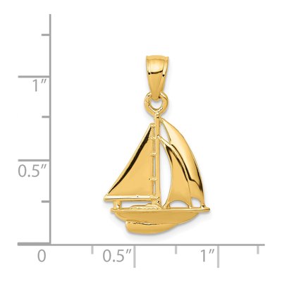 14K Yellow Gold Sailboat Pendant – view 5