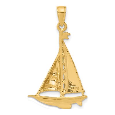 14K Yellow Gold Sailboat Pendant – view 4