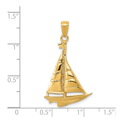 14K Yellow Gold Sailboat Pendant – view 5