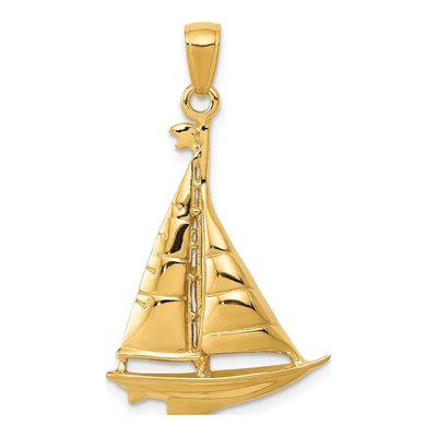14K Yellow Gold Sailboat Pendant