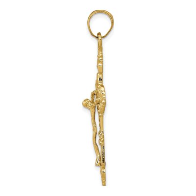 14K Yellow Gold INRI Fleur de Lis Crucifix Pendant – view 3