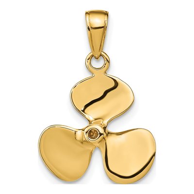 14K Yellow Gold 3-D Propeller Pendant – view 4