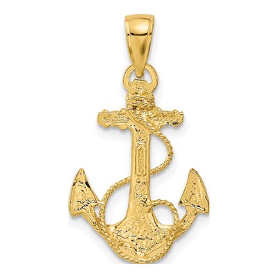 14K Yellow Gold Anchor Pendant – view 4