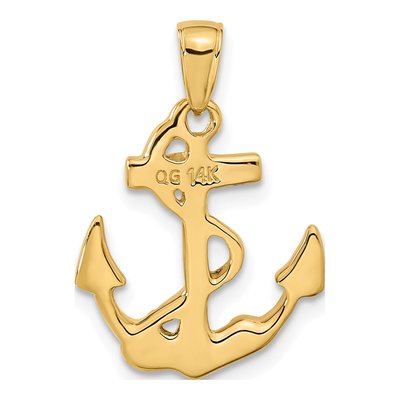 14K Yellow Gold Anchor Pendant – view 4