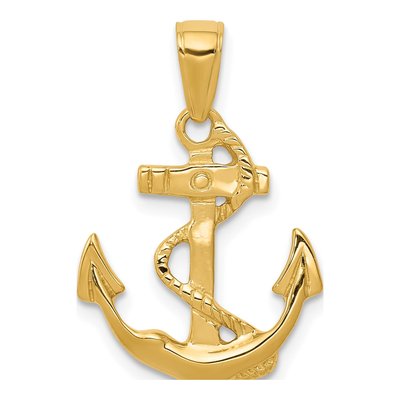 14K Yellow Gold Anchor Pendant