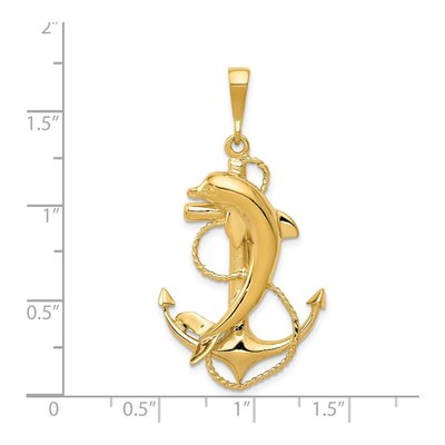 14K Yellow Gold Anchor & Dolphin Pendant – view 5