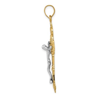 14K Yellow Gold INRI Fleur de Lis Crucifix Pendant – view 3