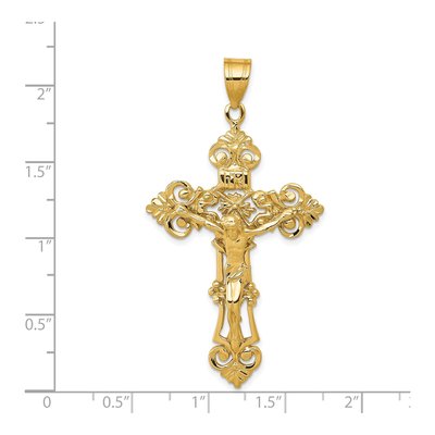 14K Yellow Gold Fleur de Lis Crucifix Pendant – view 4