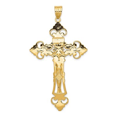 14K Yellow Gold INRI Fleur de Lis Crucifix Pendant – view 5