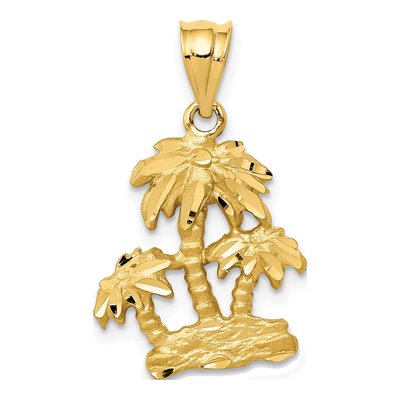 14K Yellow Gold Palm Trees Pendant