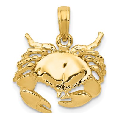 14K Yellow Gold Crab Pendant