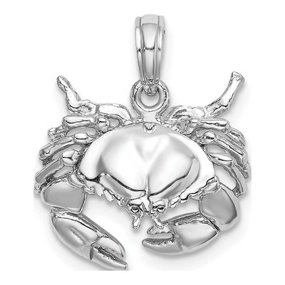 14K White Gold Crab Pendant