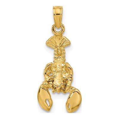 14K Yellow Gold Lobster Charm Pendant with Moveable Claws – view 4
