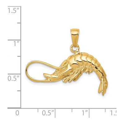 14K Yellow Gold 3-D Shrimp Pendant – view 4