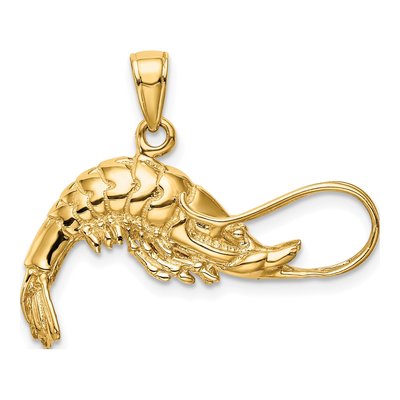 14K Yellow Gold 3-D Shrimp Pendant – view 5
