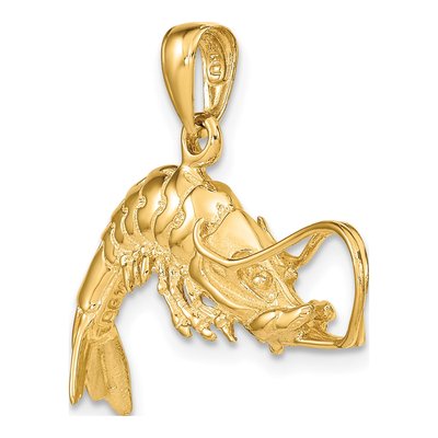 14K Yellow Gold 3-D Shrimp Pendant – view 6