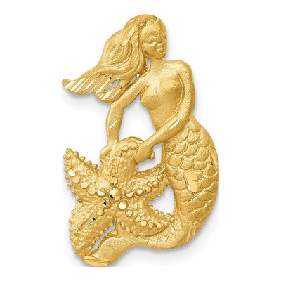 14K Yellow Gold Mermaid Omega Slide Pendant