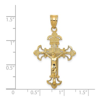 14K Yellow Gold INRI Fleur de Lis Crucifix Pendant – view 4
