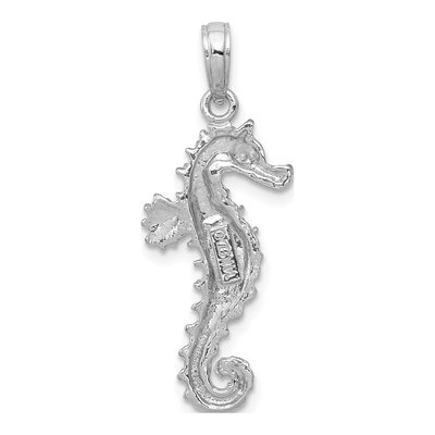 14K White Gold Seahorse Pendant – view 4
