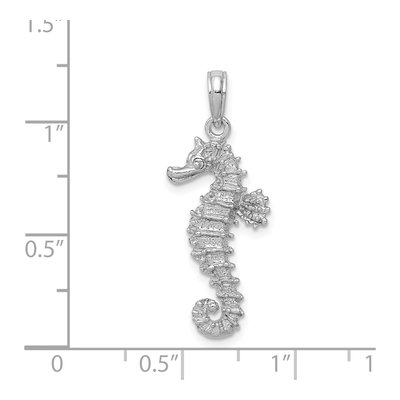 14K White Gold Seahorse Pendant – view 5