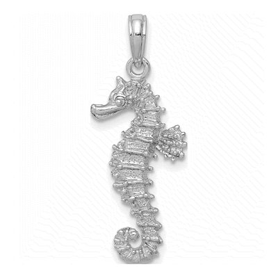 14K White Gold Seahorse Pendant