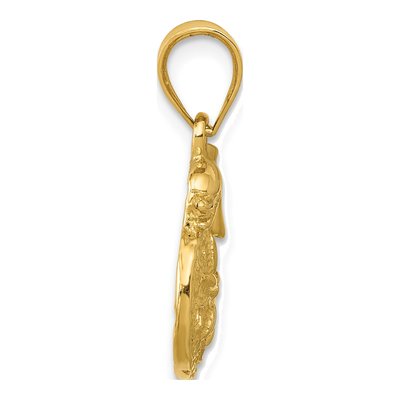 14K Yellow Gold Dolphin Sand Dollar Charm – view 3
