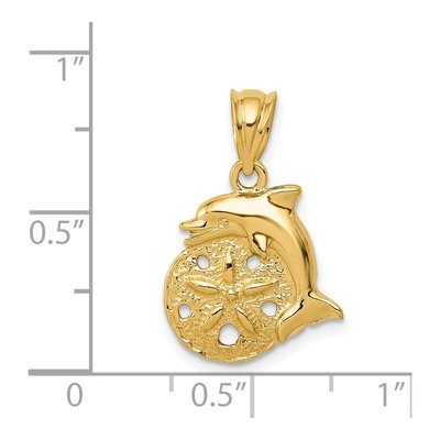 14K Yellow Gold Dolphin Sand Dollar Charm – view 5