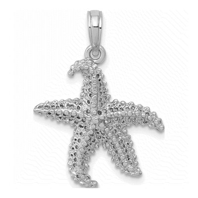 14K White Gold Open-Back Starfish Pendant
