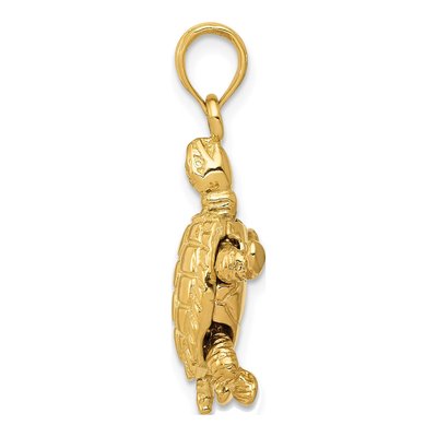14K Yellow Gold 3D Moveable Turtle Pendant – view 3