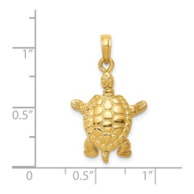 14K Yellow Gold 3D Moveable Turtle Pendant – view 5