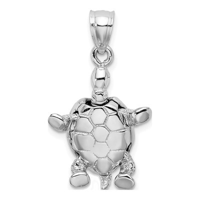 14K White Gold 3-D Turtle Pendant – view 4