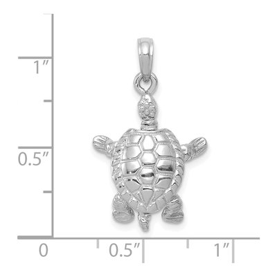 14K White Gold 3-D Turtle Pendant – view 6