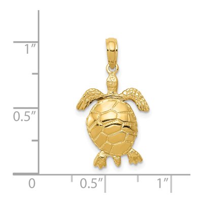 14K Yellow Gold 3-D Turtle Pendant – view 5
