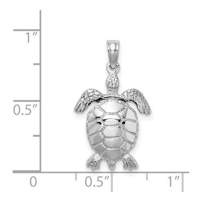 14K White Gold 3D Turtle Pendant – view 4