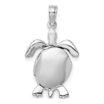 14K White Gold 3D Turtle Pendant – view 5