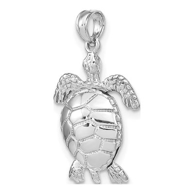 14K White Gold 3D Turtle Pendant – view 6