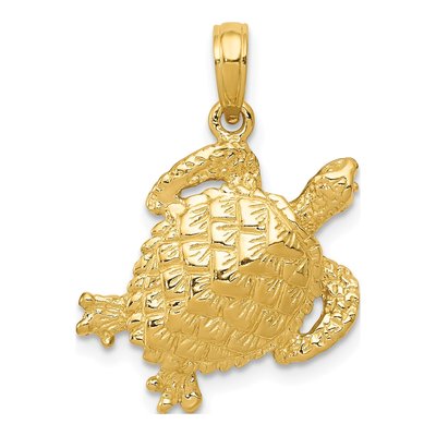 14K Yellow Gold Turtle Pendant
