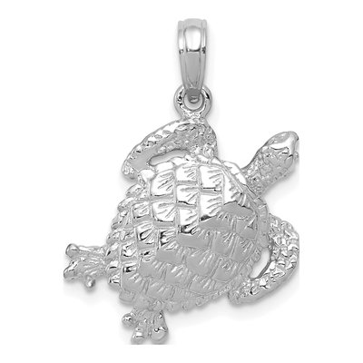14K White Gold Turtle Pendant