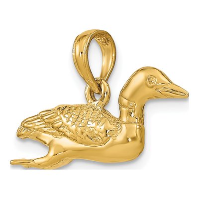 14K Yellow Gold 3-D Mallard Duck Pendant – view 6