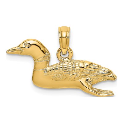 14K Yellow Gold 3-D Mallard Duck Pendant