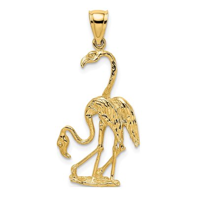 14K Yellow Gold Double Flamingo Pendant