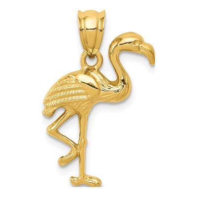 14K Yellow Gold Flamingo Pendant