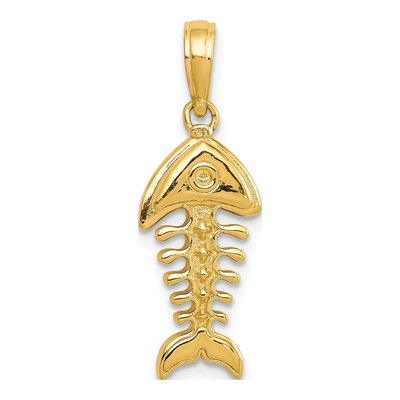 14K Yellow Gold Fish Bone Pendant – view 4