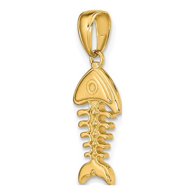 14K Yellow Gold Fish Bone Pendant – view 5
