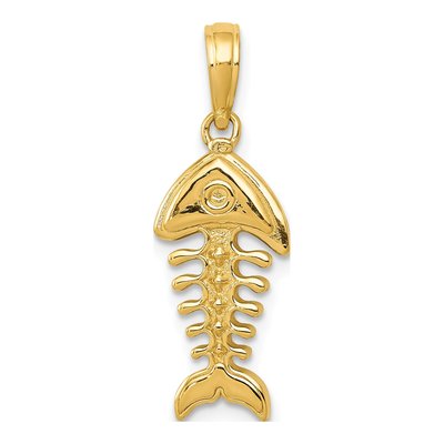 14K Yellow Gold Fish Bone Pendant