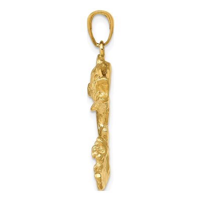 14K Yellow Gold Open-Back Bass Fish Pendant – view 3