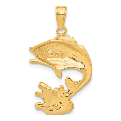 14K Yellow Gold Open-Back Bass Fish Pendant – view 4