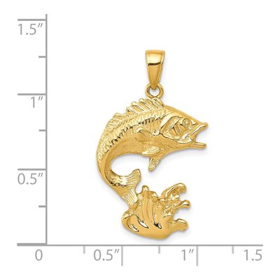 14K Yellow Gold Open-Back Bass Fish Pendant – view 5