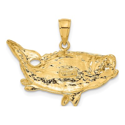 14K Yellow Gold Bass Fish Pendant – view 4