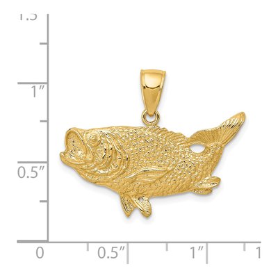 14K Yellow Gold Bass Fish Pendant – view 5